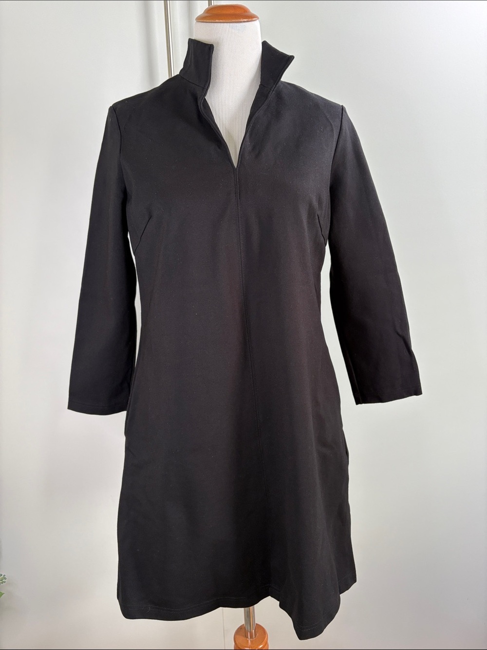 Tuckernuck Black Mini Dress with Stand Collar